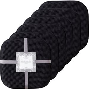 Marina Decoration Black Memory Foam Chair Pad Nonslip Rubber Cushion - 6-Pack