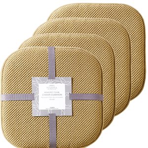 Marina Decoration Taupe Memory Foam Chair Pad Nonslip Rubber Cushion - 4-Pack