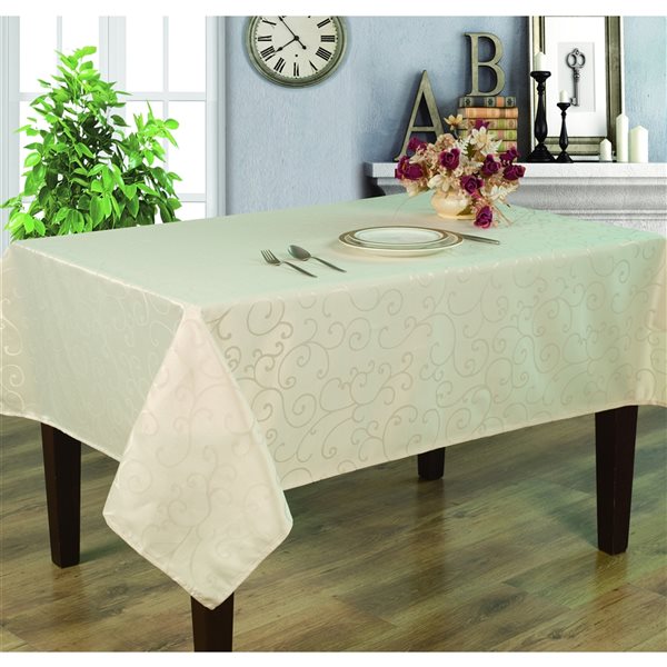Home Secret Indoor Cream Table Cover 70-in x 52-in Rectangular