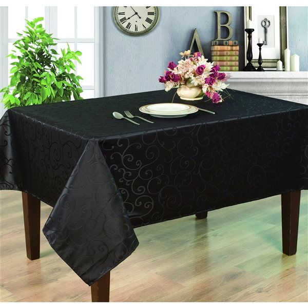 Home Secret Indoor Black Table Cover 120-in x 60-in Rectangular