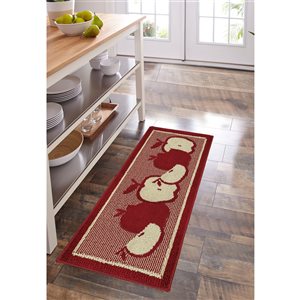 Nova Home Collection Non-Slip Soft 20-in x 48-in Kitchen Rug Mat, Red Apple, Oblong Shape