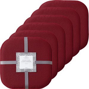 Marina Decoration Burgundy Memory Foam Chair Pad Nonslip Rubber Cushion - 6-Pack