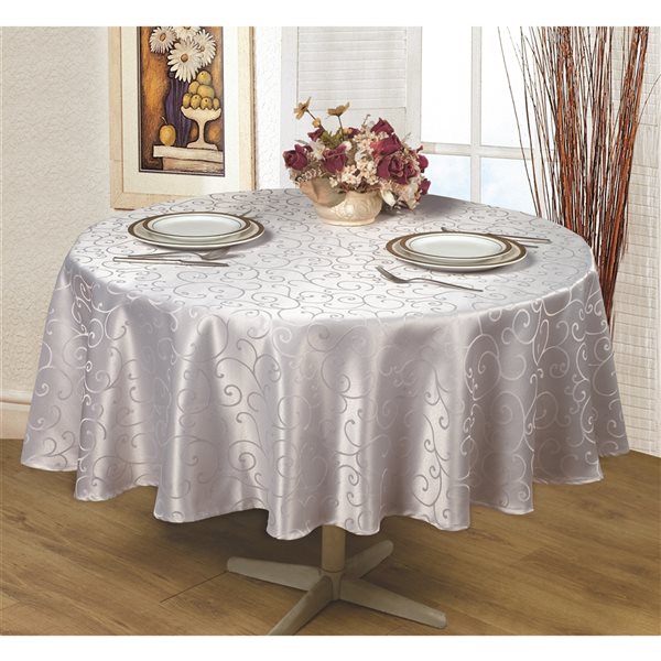 Home Secret Indoor Silver Table Cover 60-in x 60-in Round