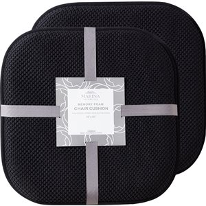 Marina Decoration Black Memory Foam Chair Pad Nonslip Rubber Cushion - 2-Pack