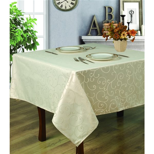 Home Secret Indoor Cream Table Cover 70-in x 70-in Square