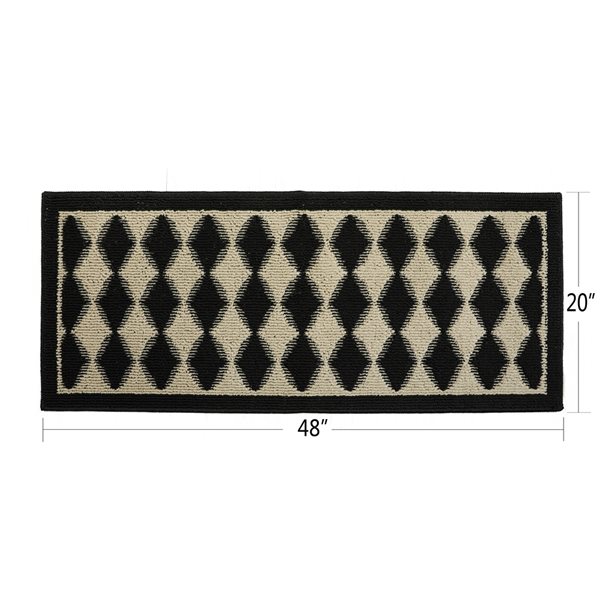 Nova Home Collection Non-Slip Soft 20-in x 48-in Kitchen Rug Mat, Black Pumice, Oblong Shape