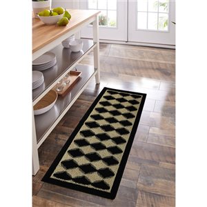 Nova Home Collection Non-Slip Soft 20-in x 48-in Kitchen Rug Mat, Black Pumice, Oblong Shape