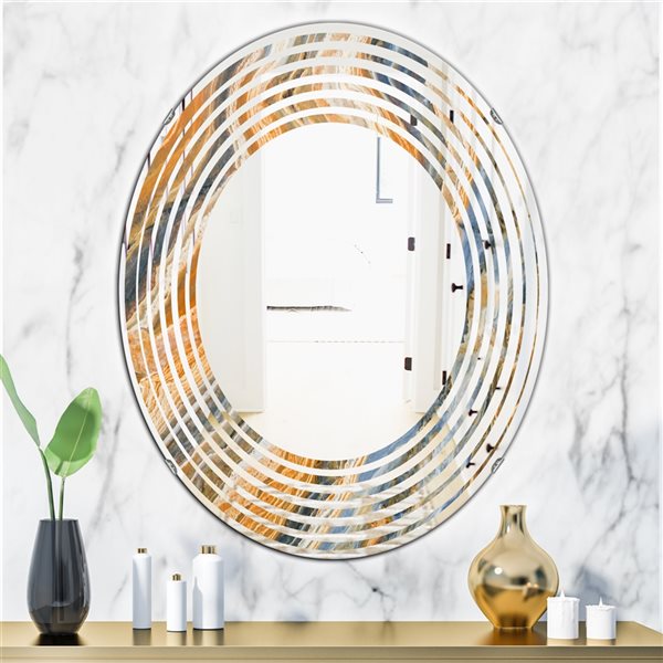 Designart Canada 31.5-in L x 23.7-in W Oval Marbled Geode Polished Wall Mirror