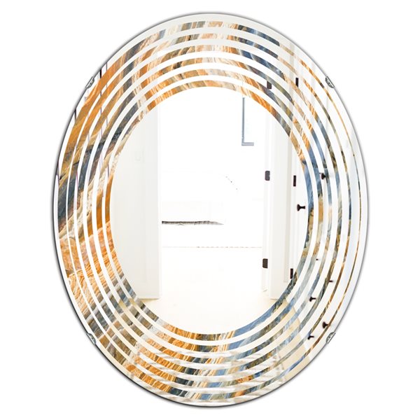 Designart Canada 31.5-in L x 23.7-in W Oval Marbled Geode Polished Wall Mirror
