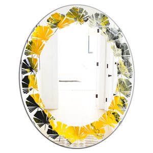 Designart Canada Oval 23.7-in W x 31.5-in L Marbled Yellow and Black Polished Wall Mirror