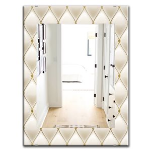 Designart Canada 35.4-in L x 23.6-in W Rectangle Fancy Leather Sofa Polished Wall Mirror