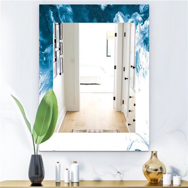 Designart Canada 35.4-in L x 23.6-in W Rectangle Marbled Geode Polished Wall Mirror