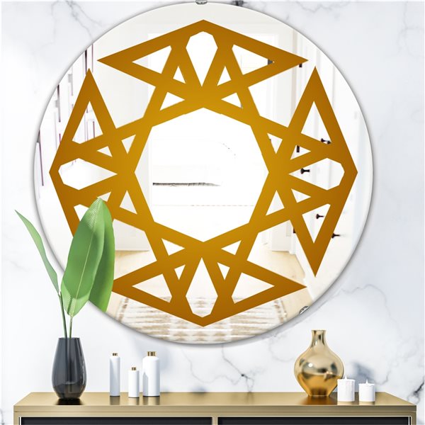 Designart Canada 24-in L x 24-in W Gold Round Polished Wall Mirror