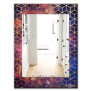 Designart Canada 35.4-in L x 23.6-in W Rectangle Capital Gold Honeycomb Polished Wall Mirror