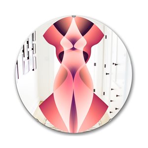 Designart Canada 24-in L x 24-in W Round Pink Geometry Polished Wall Mirror