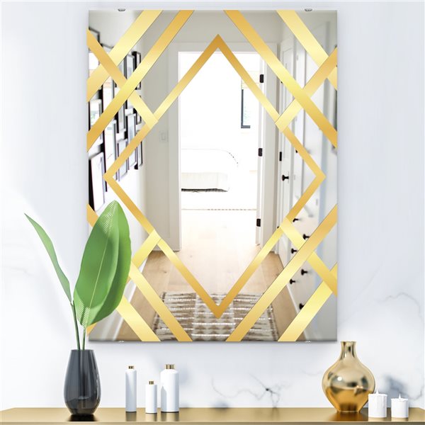 Designart Canada 35.4-in L x 23.6-in W Rectangle Gold Glam Polished Wall Mirror