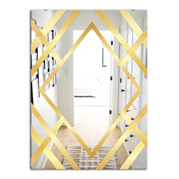 Designart Canada 35.4-in L x 23.6-in W Rectangle Gold Glam Polished Wall Mirror