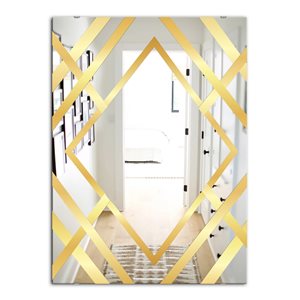 Designart Canada 35.4-in L x 23.6-in W Rectangle Gold Glam Polished Wall Mirror