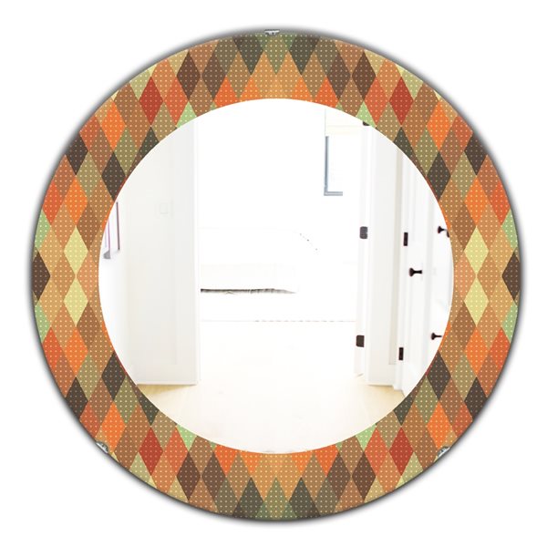Designart Canada 24-in L x 24-in W Round Triangular Colourfields Modern Polished Wall Mirror