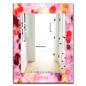 Designart Canada 35.4-in L x 23.6-in W Rectangle Pink Spheres Modern Polished Wall Mirror