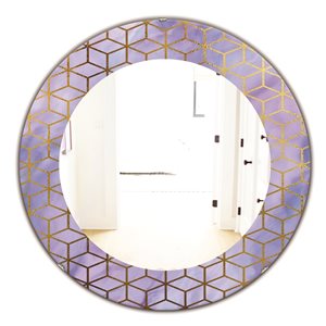 Designart Canada 24-in L x 24-in W Round Capital Gold Honeycomb Modern Polished Wall Mirror