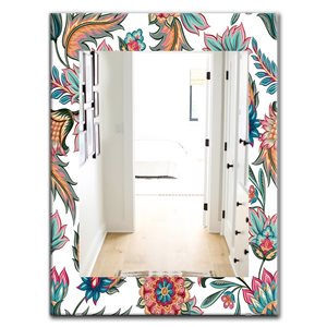 Designart Canada Rectangle 35.4-in L x 23.6-in W Multicolour Blossom Flowers Polished Wall Mirror