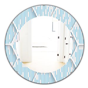 Designart Canada 24-in L x 24-in W Round White and Light Blue Scandinavian Polished Wall Mirror