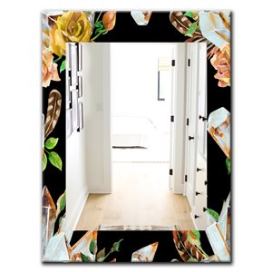 Designart Canada 35.4-in L x 23.6-in W Rectangle Obsidian Bloom Polished Wall Mirror