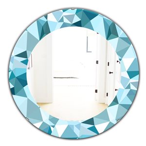 Designart Canada 24-in L x 24-in W Round Blue Triangular Colourfields Polished Wall Mirror