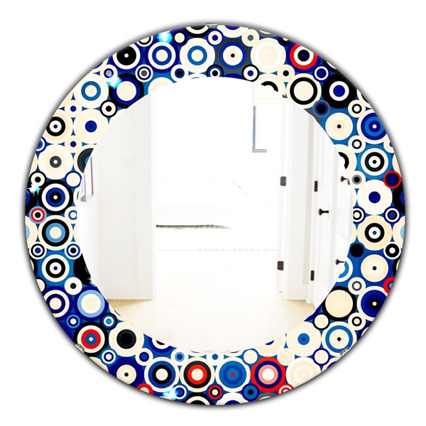 Designart Canada 24-in L x 24-in W Round Retro Stars and Dots in Disco ...