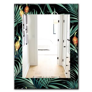 Designart Canada 35.4-in L x 23.6-in W Rectangle Green Tropical Mood Polished Wall Mirror