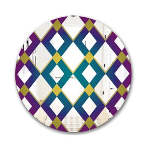 Designart Canada 24-in L x 24-in W Round Purple Diamonds Polished Wall Mirror