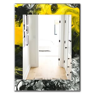 Designart Canada 35.4-in L x 23.6-in W Rectangle Marbled Yellow Modern Polished Wall Mirror