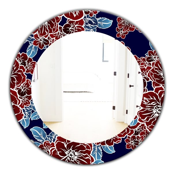 Designart Canada 24-in L x 24-in W Round Floral Elements Polished Wall Mirror