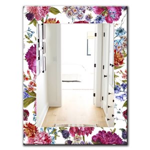 Designart Canada Rectangle 23.6-in W x 35.4-in L Pink Blossom Flowers Polished Wall Mirror