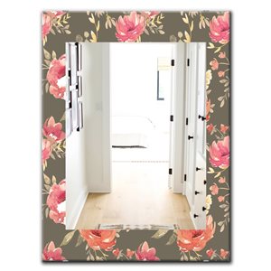 Designart Canada Rectangle 23.6-in W x 35.4-in L Pink Blossom Polished Wall Mirror