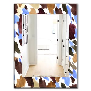 Designart Canada 35.4-in L x 23.6-in W Rectangle Burgundy Blue and Brown Leopard Polished Wall Mirror