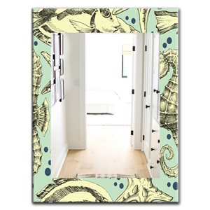 Designart Canada 35.4-in L x 23.6-in W Rectangle Costal Creatures Polished Wall Mirror