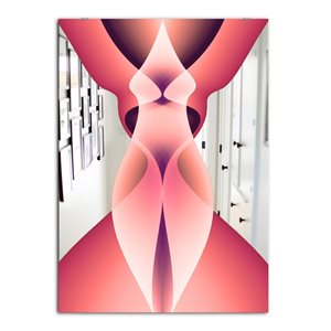 Designart Canada 35.4-in L x 23.6-in W Pink Rectangle Nebulous Waves Polished Wall Mirror
