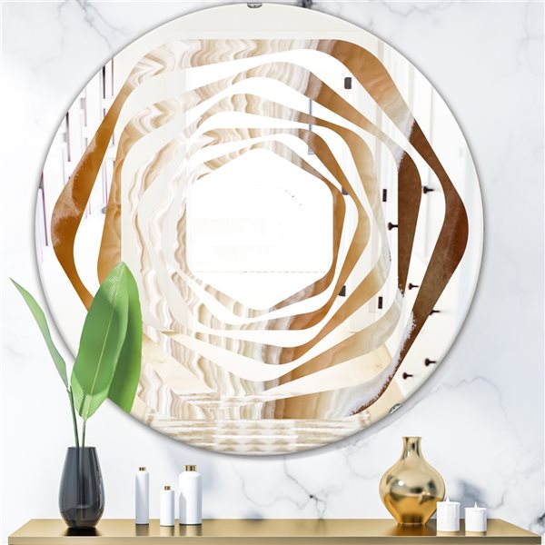 Designart Canada Round 24-in W x 24-in L Marbled Geode Polished Wall Mirror