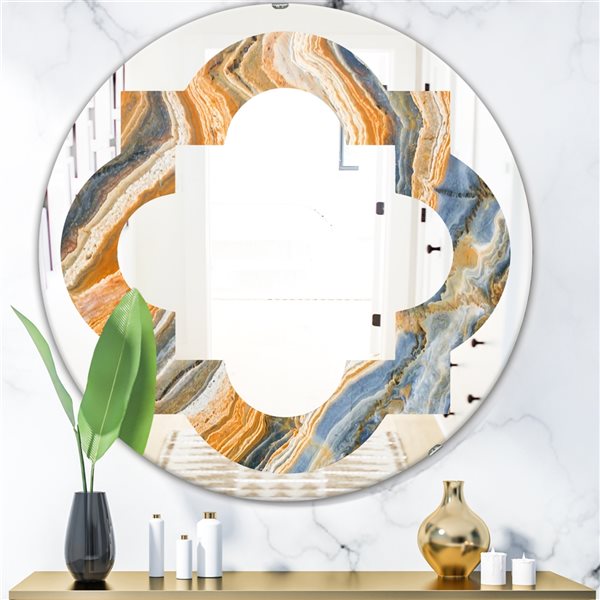 Designart Canada 24-in L x 24-in W Round Multicolour Marbled Geode Modern Polished Wall Mirror