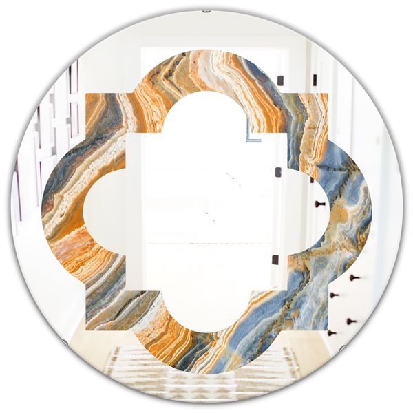 Designart Canada 24-in L x 24-in W Round Multicolour Marbled Geode Modern Polished Wall Mirror