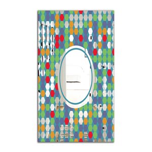 Designart Hexagons Rectangular 35.4-in L x 23.6-in W Polished Mid-Century Green/Blue Wall Mounted Mirror