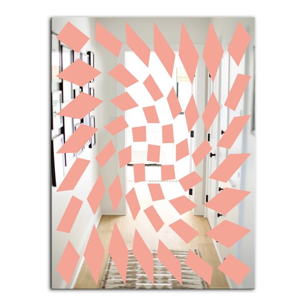 Designart Triangular Diamond Whirl 2 Rectangular 35.4-in L x 23.6-in W Polished Modern Pink Wall Mounted Mirror