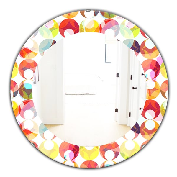 Designart 24-in x 24-in White Abstract Pattern with Colourful Circles ...