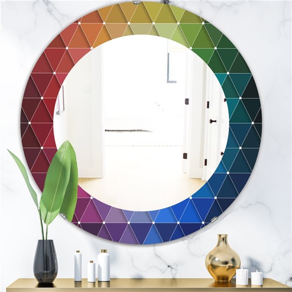 Designart 24-in x 24-in Triangular Colourfields Modern Mirror in Blue