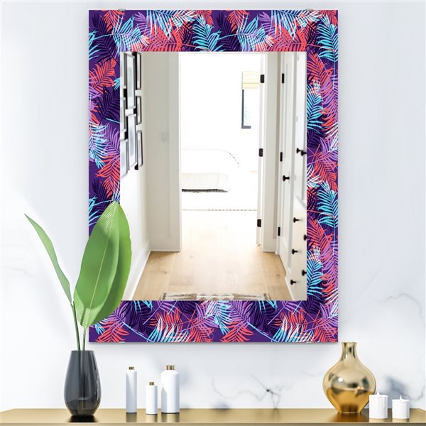 Designart 35.4-in x 23.6-in Blue Tropical Mood Blue Bohemian and Eclectic Mirror