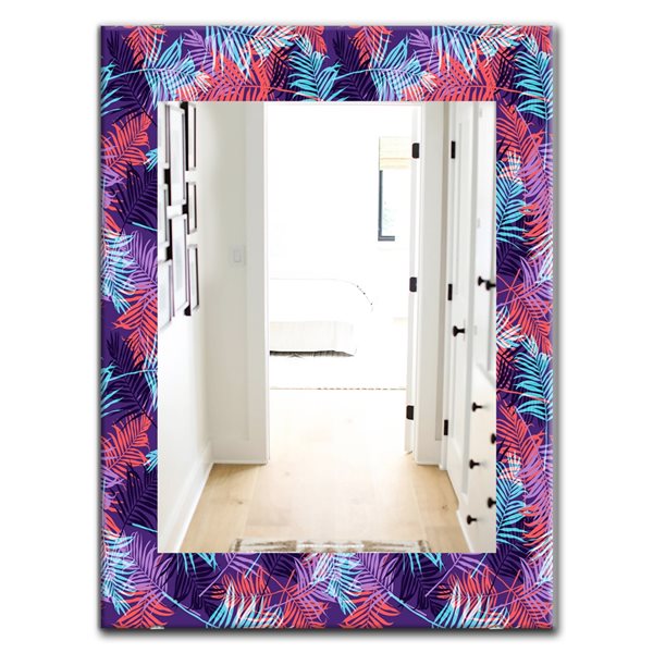 Designart 35.4-in x 23.6-in Blue Tropical Mood Blue Bohemian and Eclectic Mirror