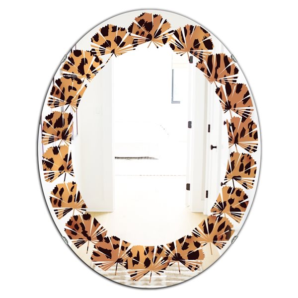 Designart 31.5-in X 23.7-in Brown Leopard Fur Safari Iii Modern Oval 