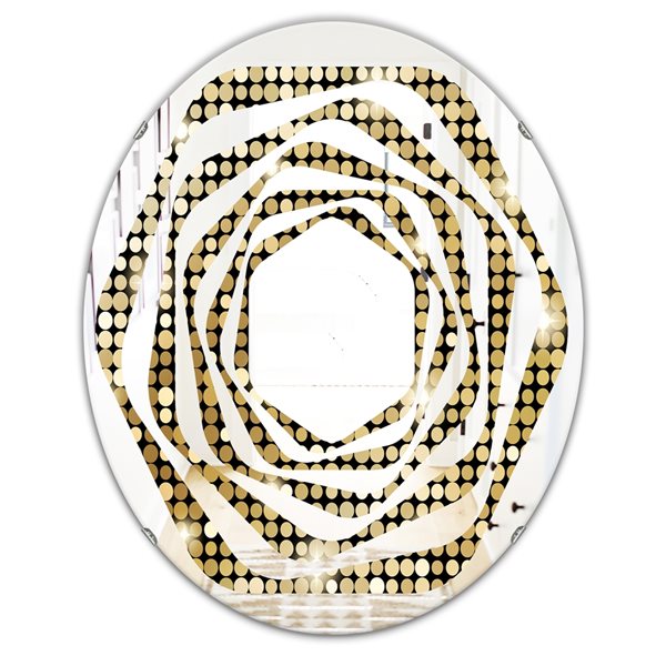 Designart 31.5-in x 23.7-in Abstract Gold Mosaic Modern/Oval Wall ...